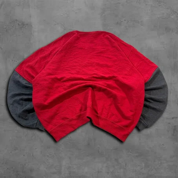 Y2K Oversized Boxy Red Grey Stussy Streetwear Sweater - Picture 2 of 7